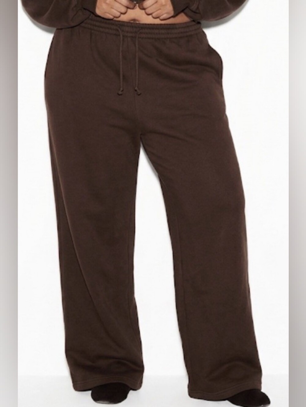 Skims Boyfriend Fleece Baggy Sweatpants In Espresso Size Medium